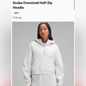 Scuba Oversized Half-Zip Hoodie Light Grey